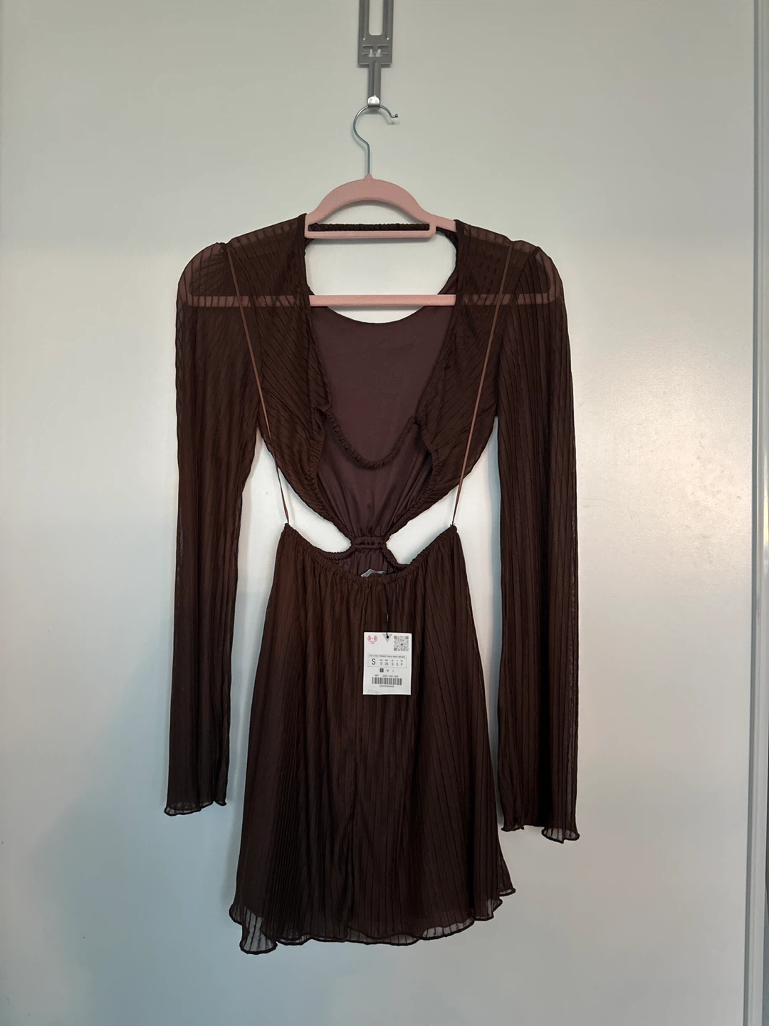 Zara Brown Cut-Out Mini Dress small - photo 2