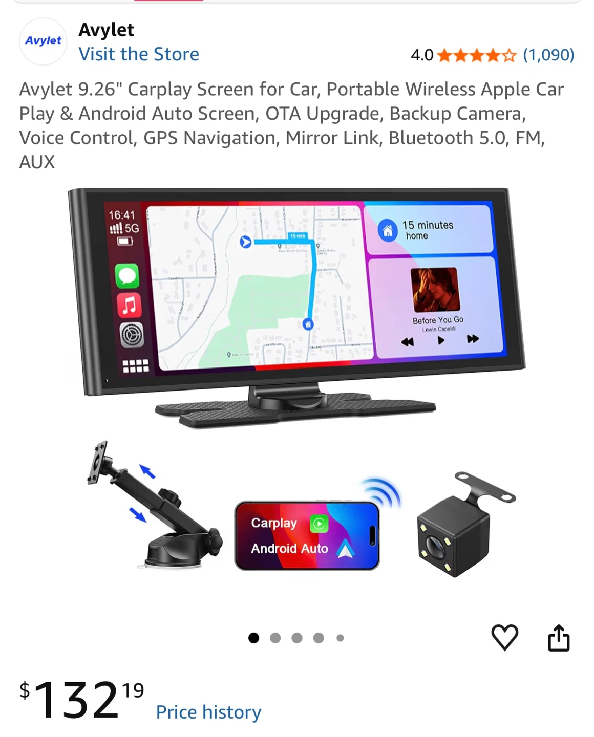 Avylet 9.26 Carplay Screen for Car, Portable Wireless Car Play