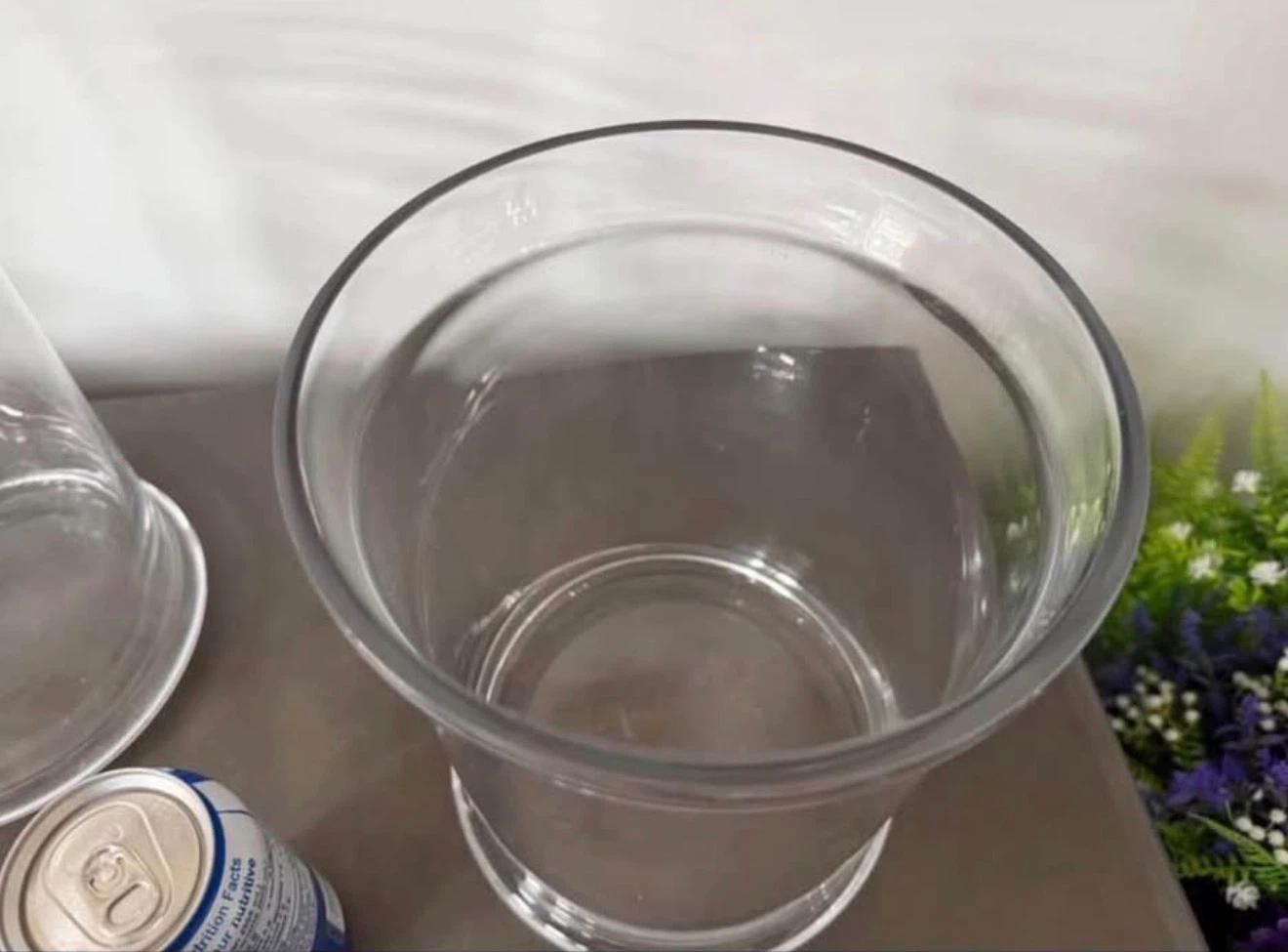 2 Large Thick Clear Glass Cylindrical Vases