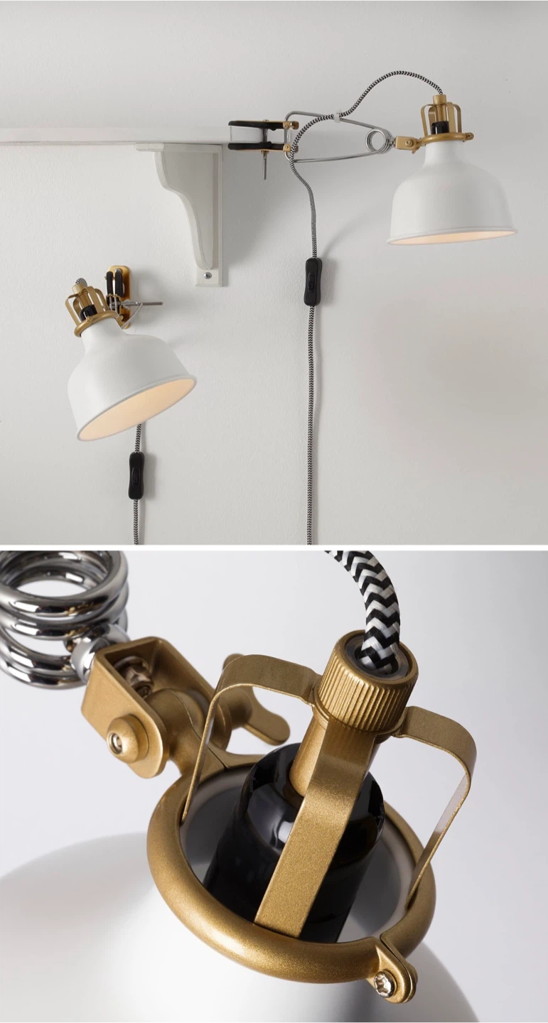 IKEA RANARP Work / Desk Lamp – Off-White & Brass