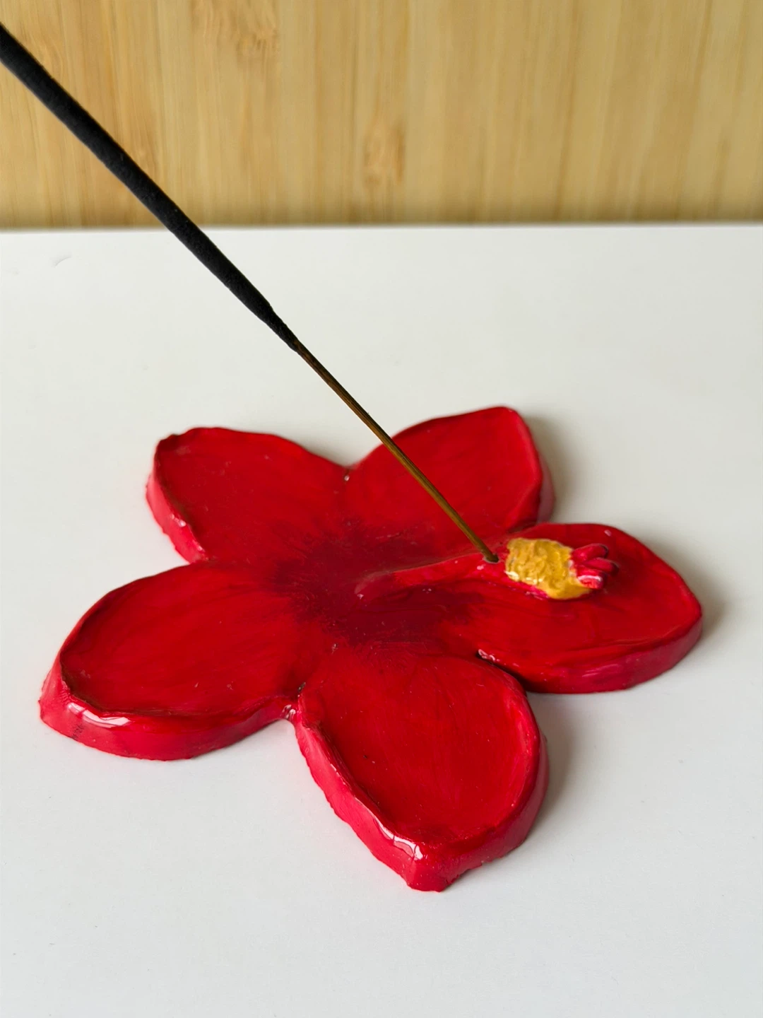 Red Hibiscus Flower Incense Holder