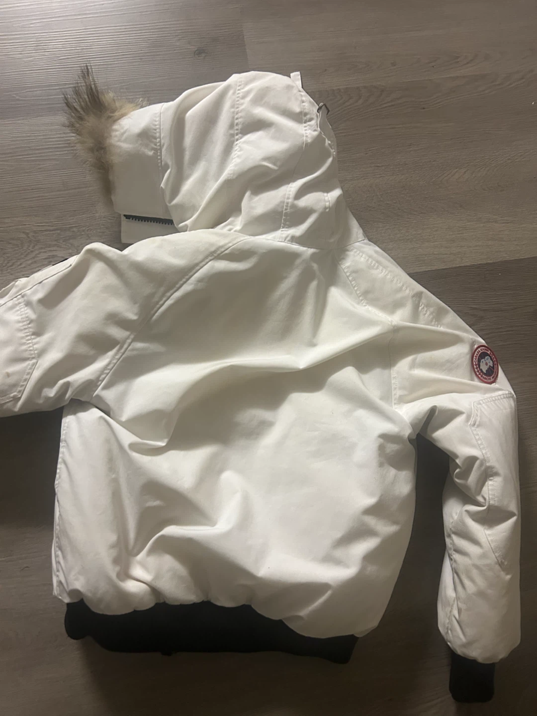 Canada Goose White Bomber Jacket with Fur Hood - photo 2
