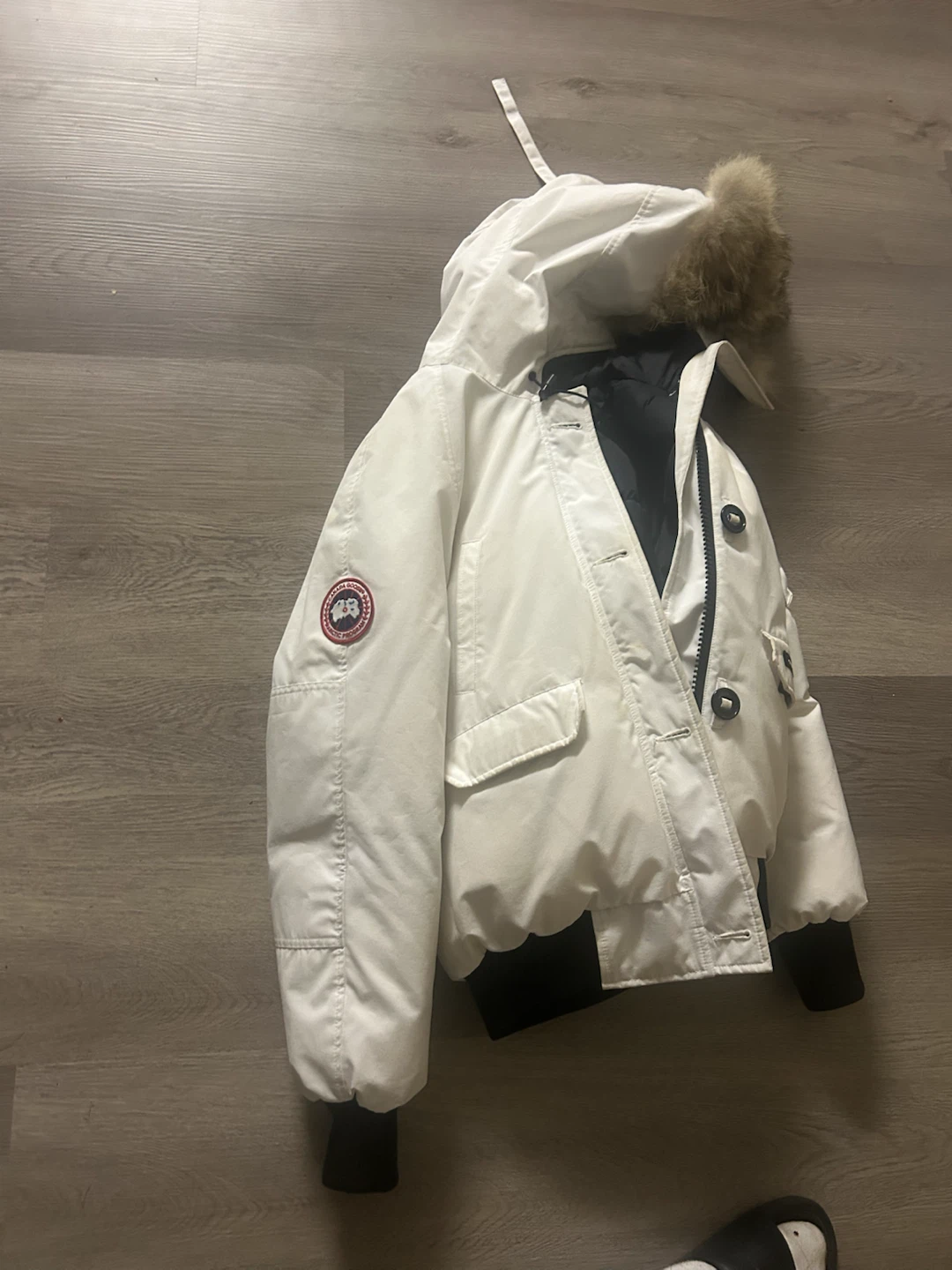 Canada Goose White Bomber Jacket with Fur Hood - photo 4