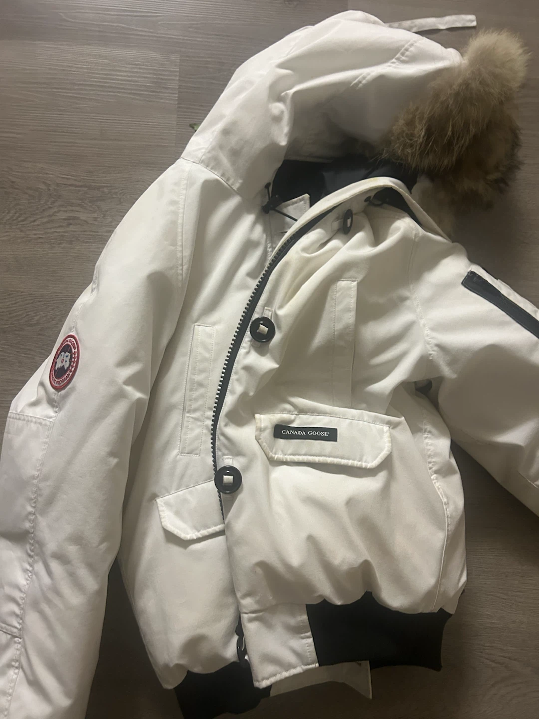 Canada Goose White Bomber Jacket with Fur Hood - photo 5