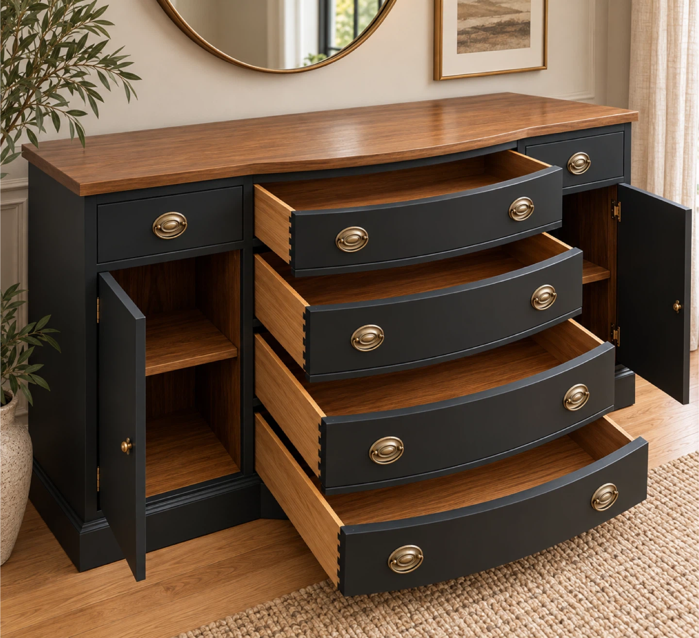 ✨ Vintage Drexel Serpentine Sideboard / Buffet — Refinished - photo 4