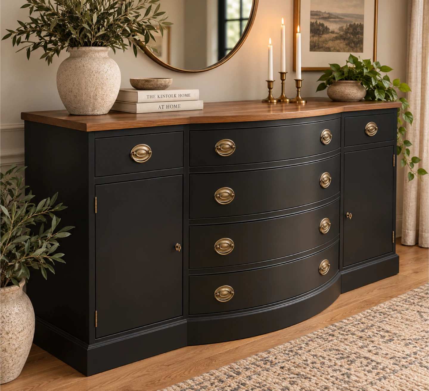 ✨ Vintage Drexel Serpentine Sideboard / Buffet — Refinished - photo 2