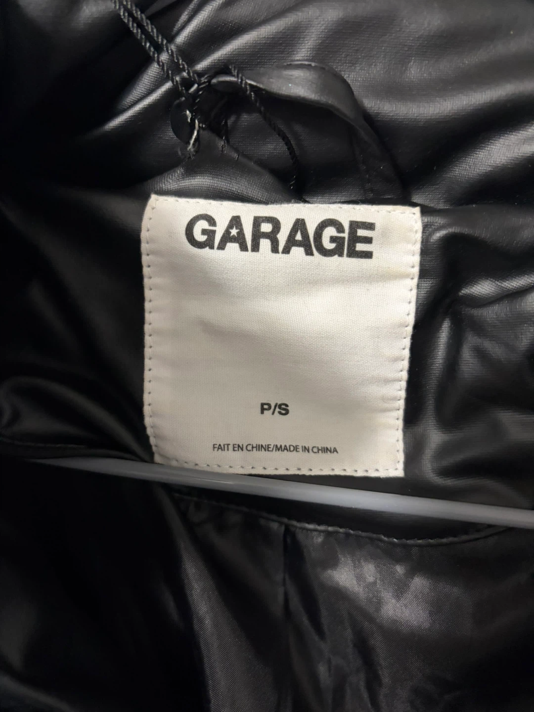 GARAGE Black Faux Leather Puffer Jacket - photo 2