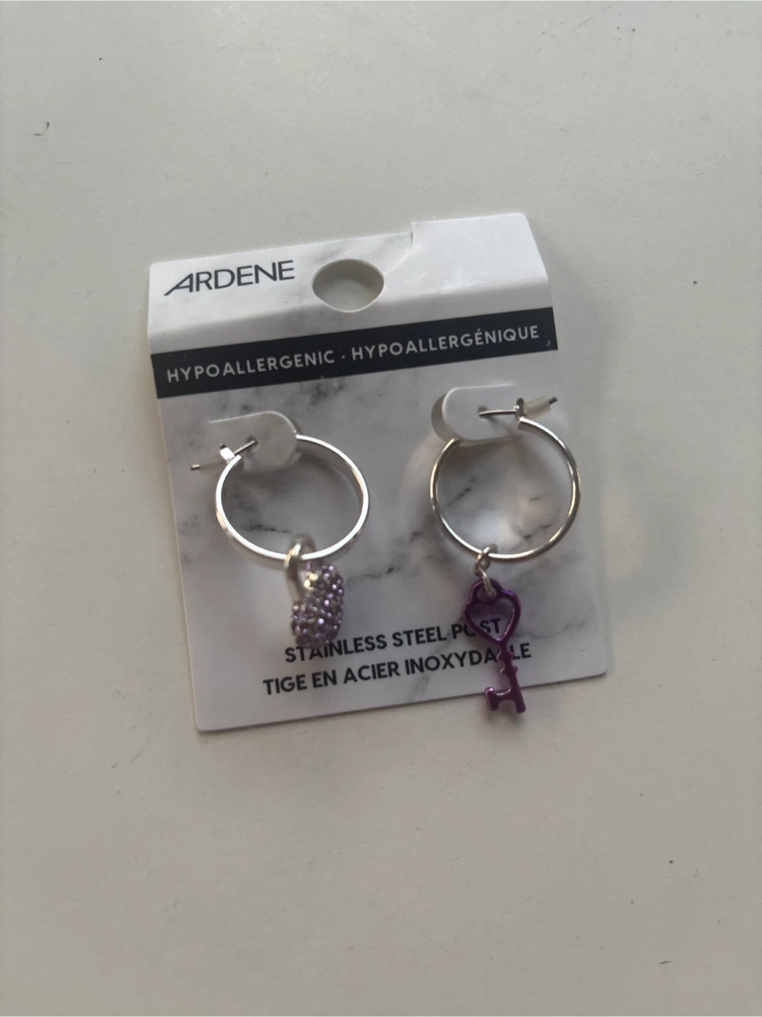 Ardene Earrings - Heart and Key Set, Beaded Dangles - photo 2