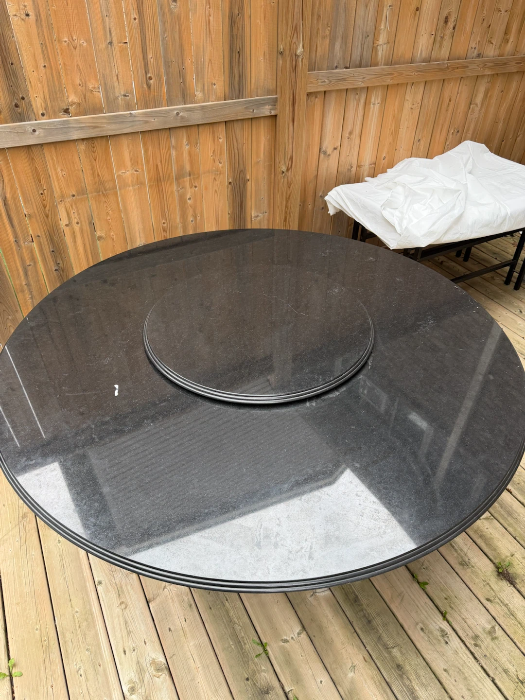 Marble Granite Top with Lazy Susan Dining Table