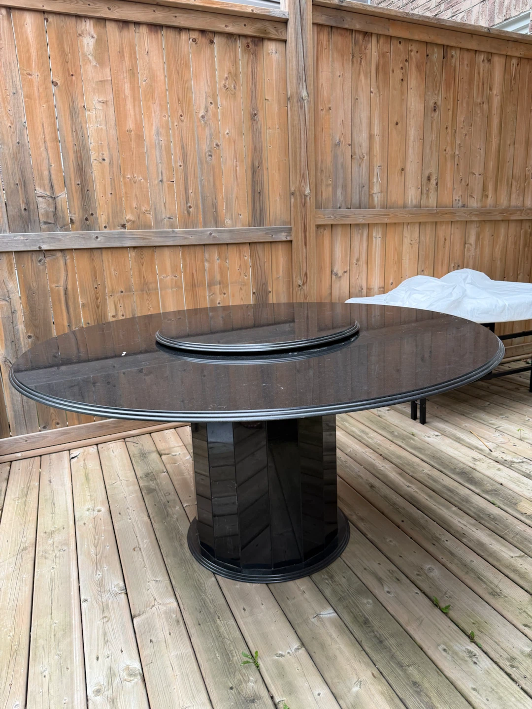 Marble Granite Top with Lazy Susan Dining Table - photo 2