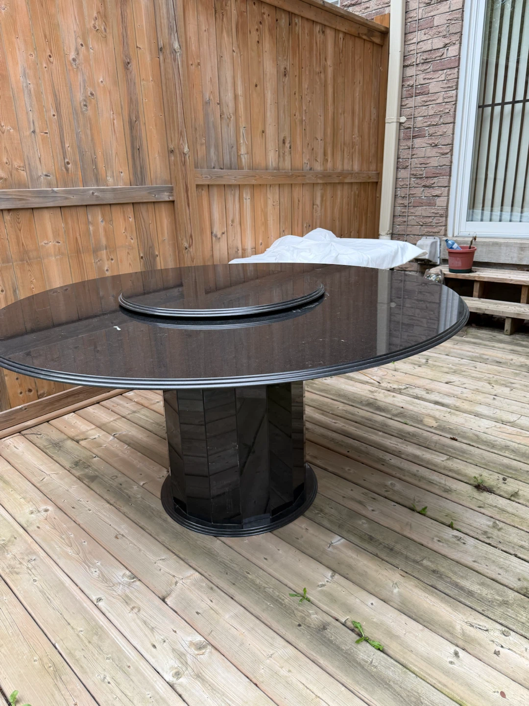 Marble Granite Top with Lazy Susan Dining Table - photo 3