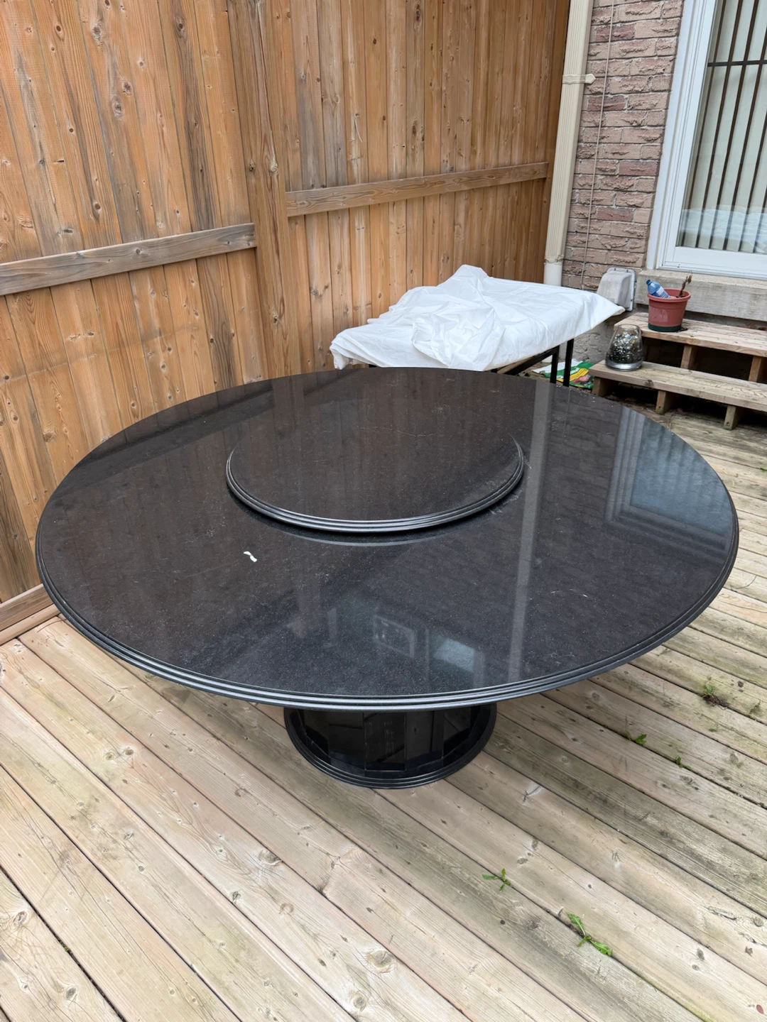 Marble Granite Top with Lazy Susan Dining Table - photo 4