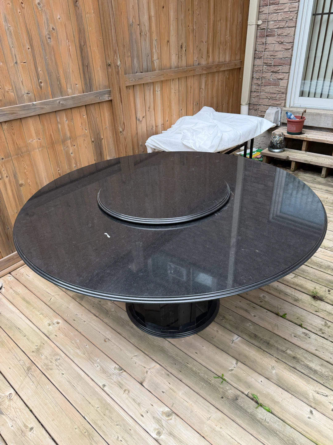 Marble Granite Top with Lazy Susan Dining Table - photo 5