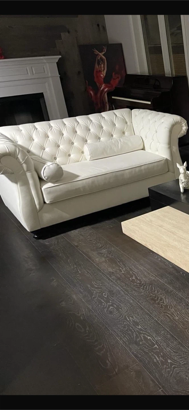White Tufted Chesterfield Sofa