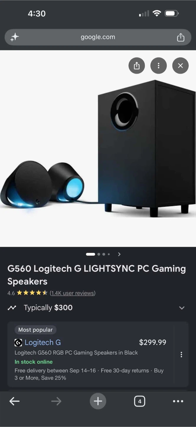 Logitech G560 LIGHTSYNC PC Gaming Speakers