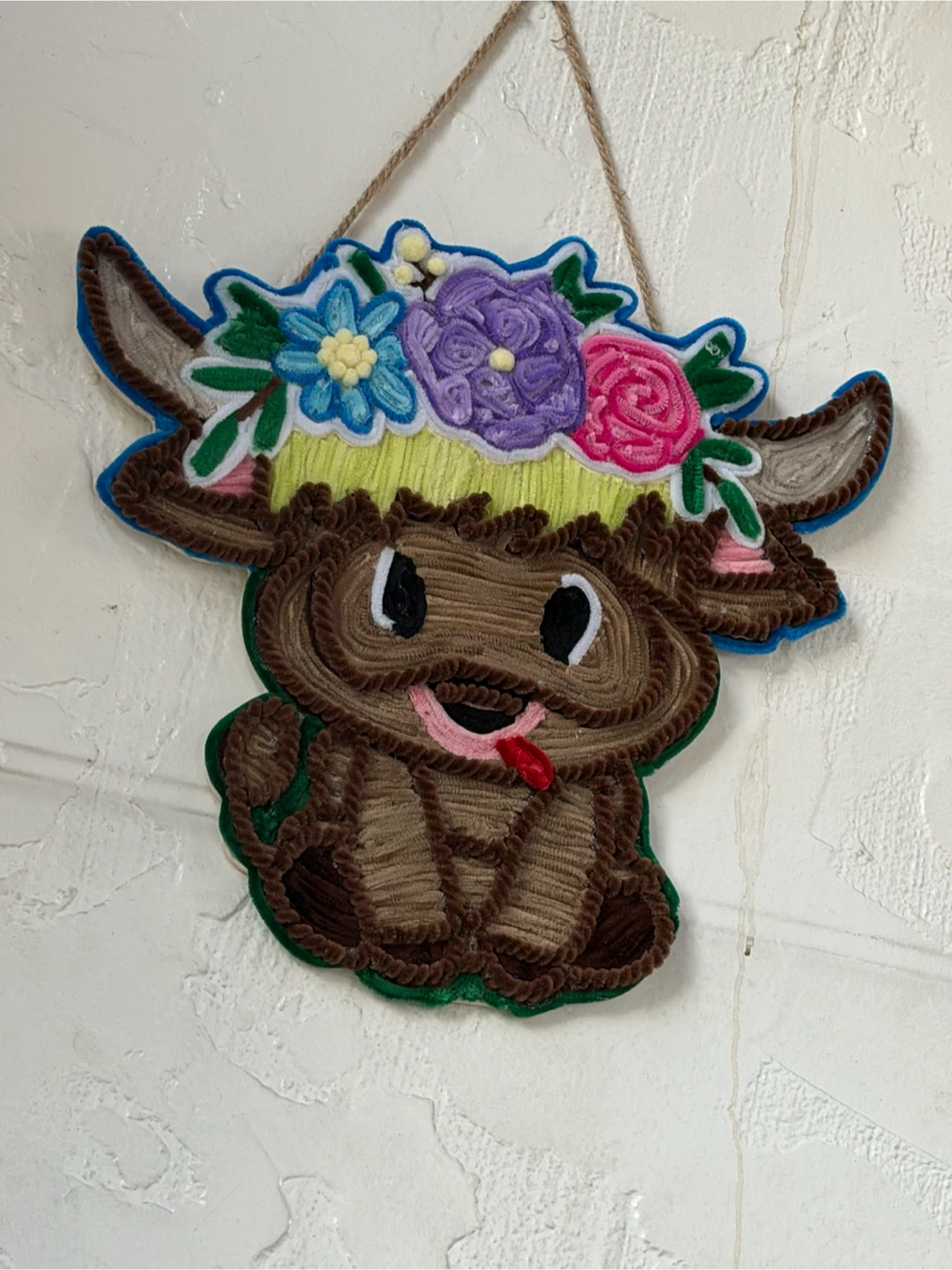 Handmade Yarn Wall Hanging Highland Cow