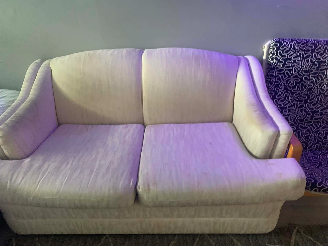 Two-Seater Cream Fabric Loveseat