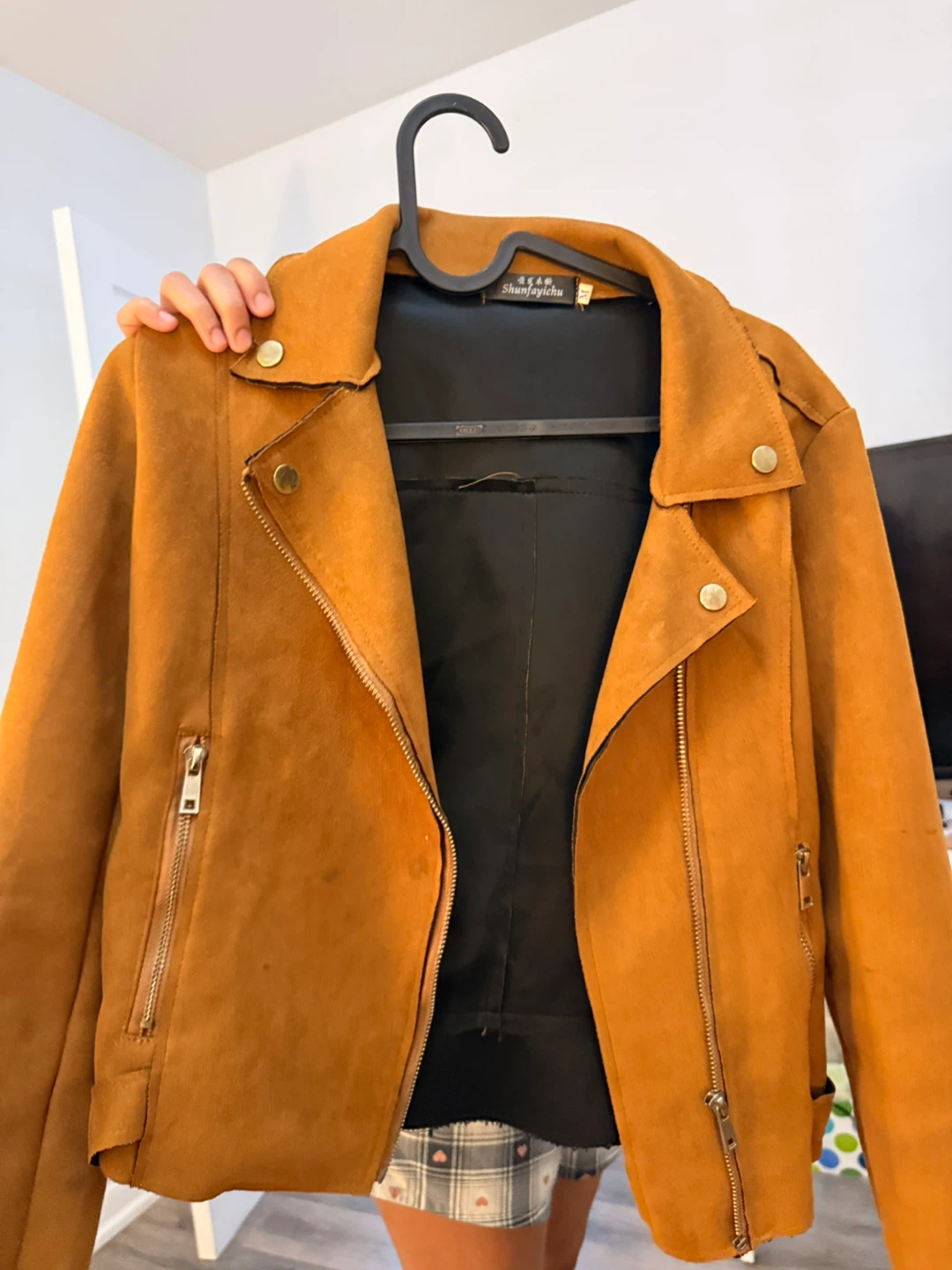 Shunfayichu brown faux suede biker jacket - photo 2