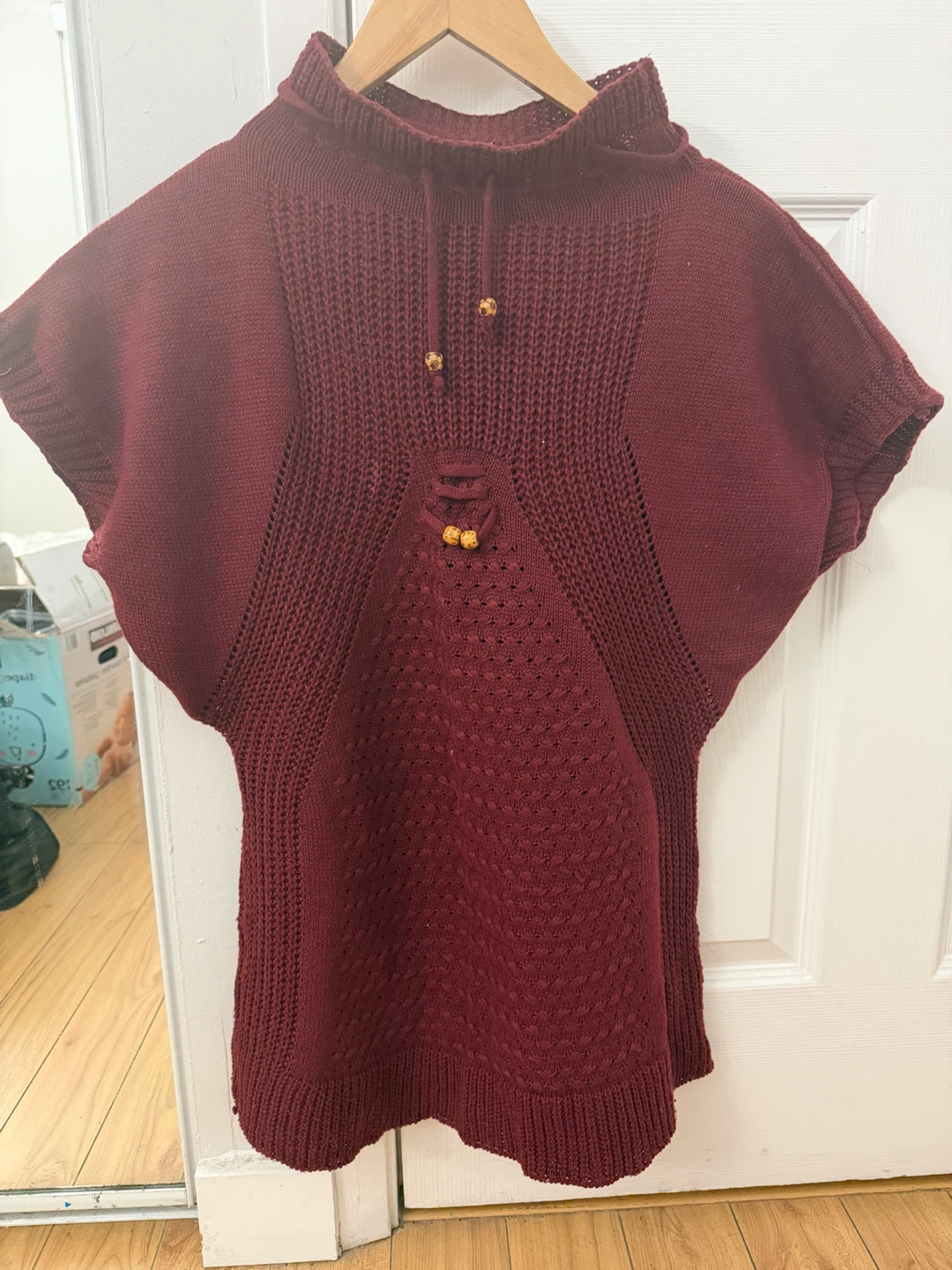 Women's Maroon Knit Poncho Top - photo 2