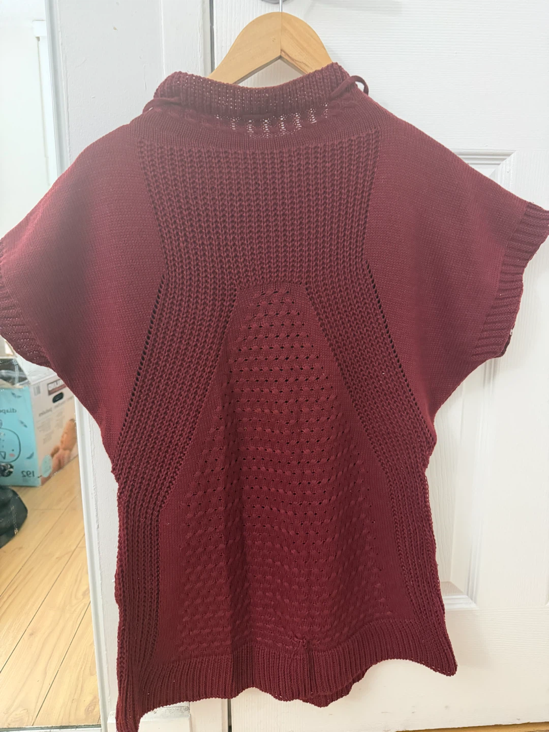 Women's Maroon Knit Poncho Top - photo 3