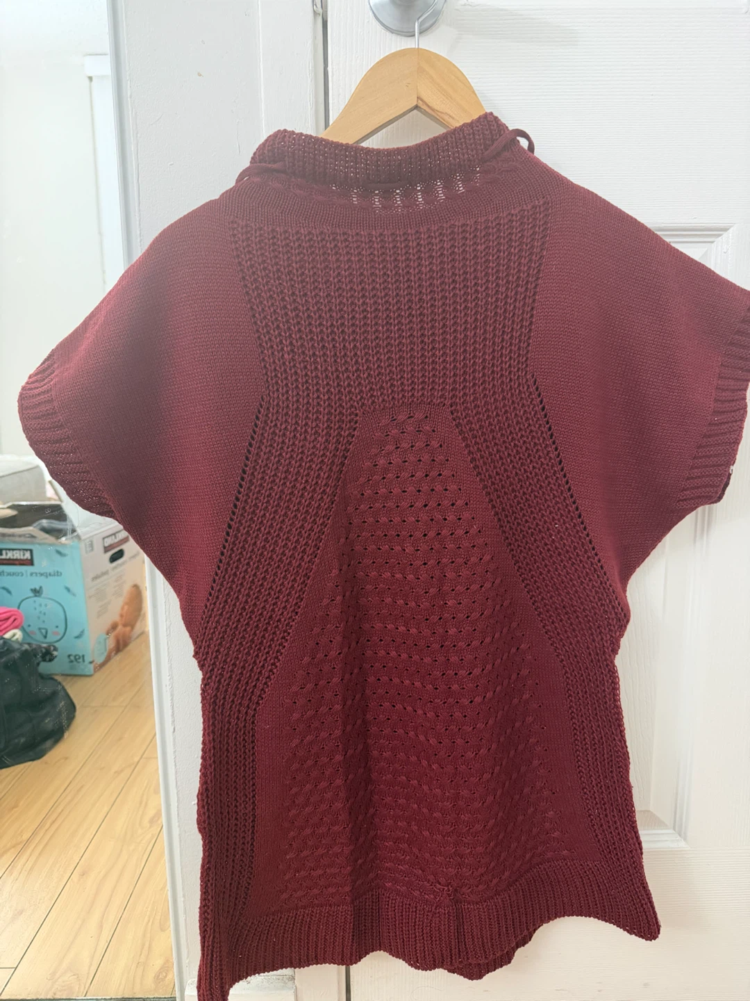 Women's Maroon Knit Poncho Top - photo 4