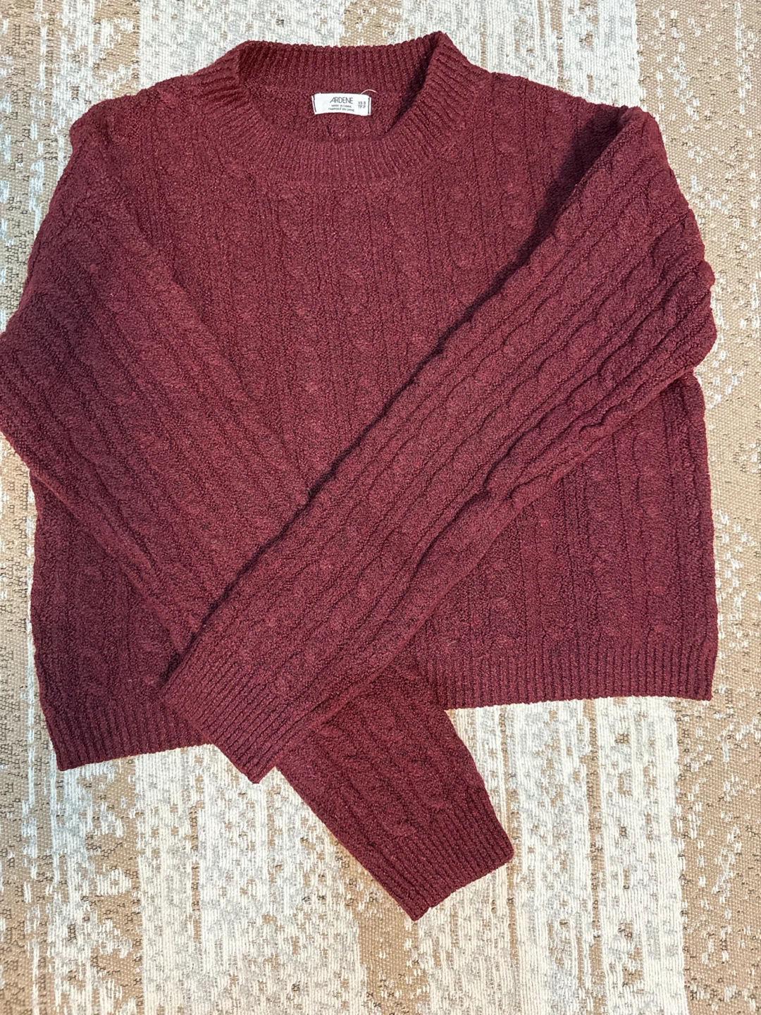 Ardene Burgundy Cable Knit Sweater