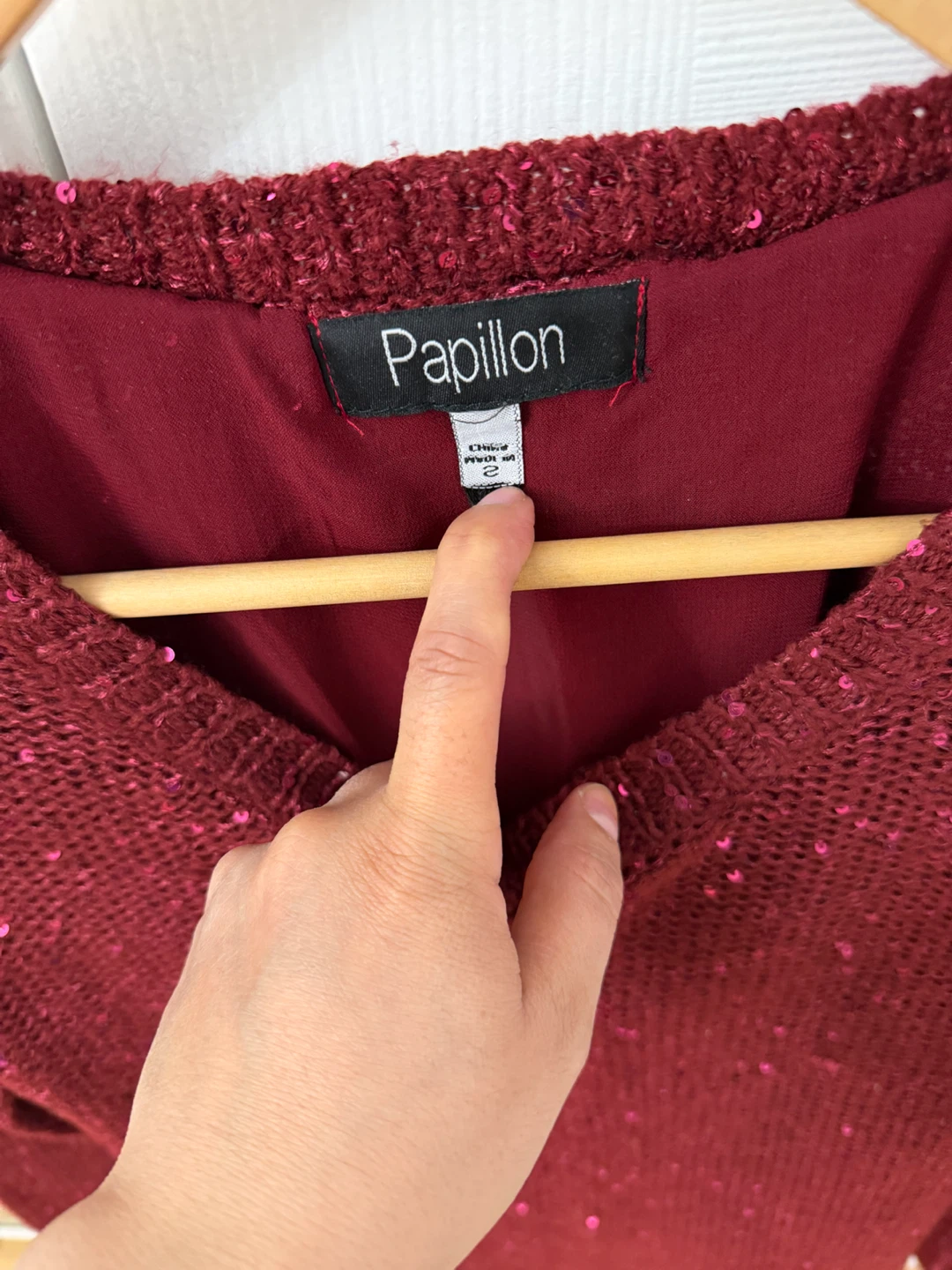 Papillon Women's Sequin Knit Tunic Top - Red
