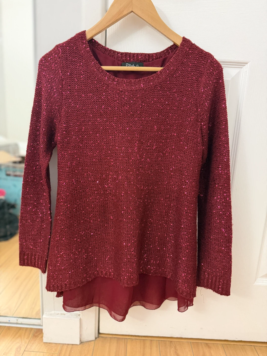 Papillon Women's Sequin Knit Tunic Top - Red - photo 2