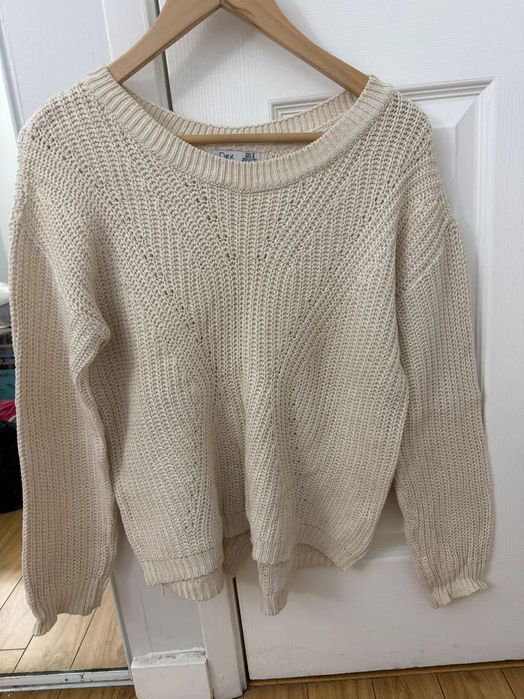 Cream Textured Knit Sweater