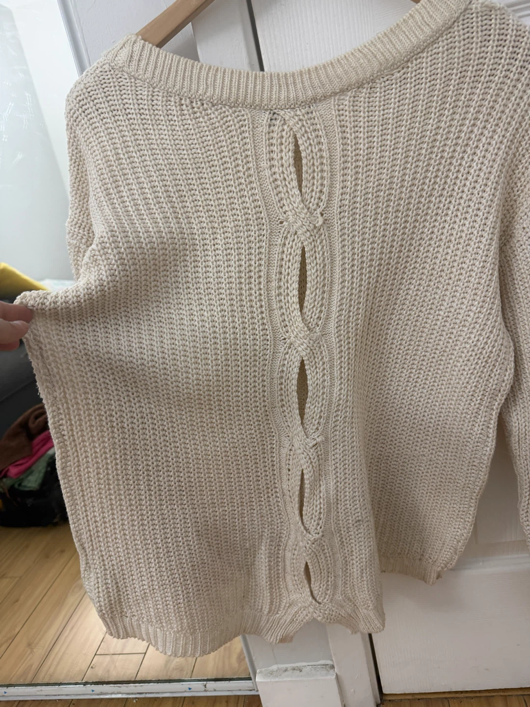 Cream Textured Knit Sweater - photo 4