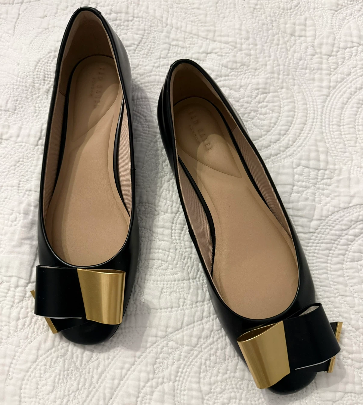 Ted Baker Black Daria Bow Ballerine Flats size 8