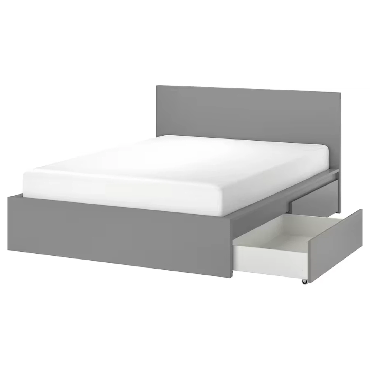 Queen Size Grey IKEA Malm Bed Frame / 2 Drawers - photo 2