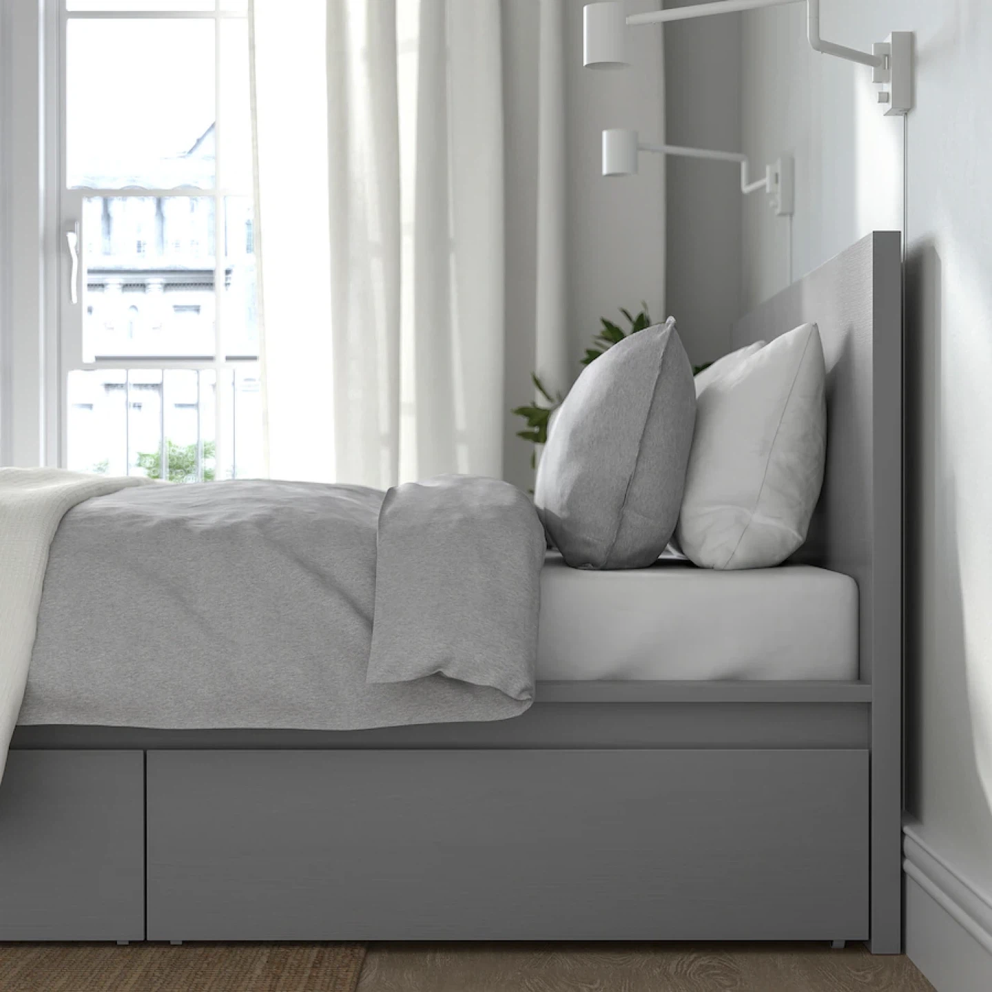 Queen Size Grey IKEA Malm Bed Frame / 2 Drawers - photo 4
