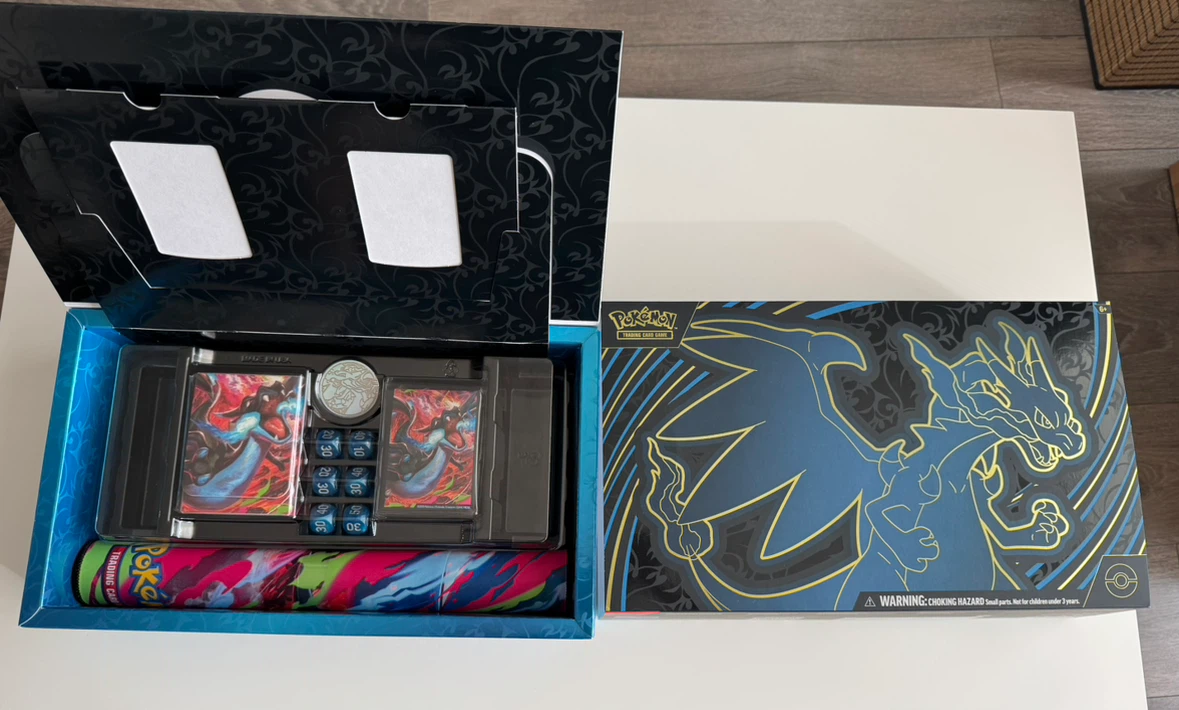 pokemon ptcg accessory sleeve, deck box play mat, dam courter