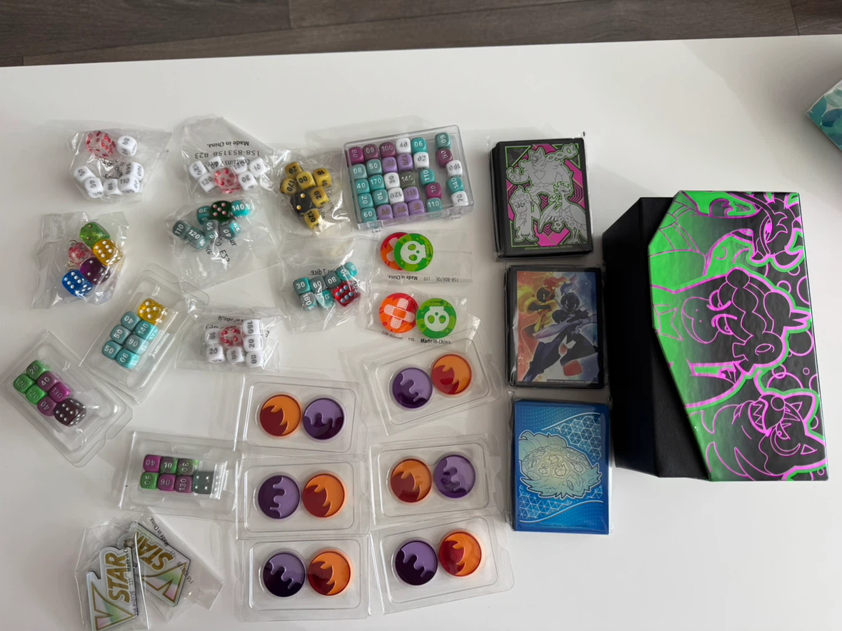 pokemon ptcg accessory sleeve, deck box play mat, dam courter - photo 2