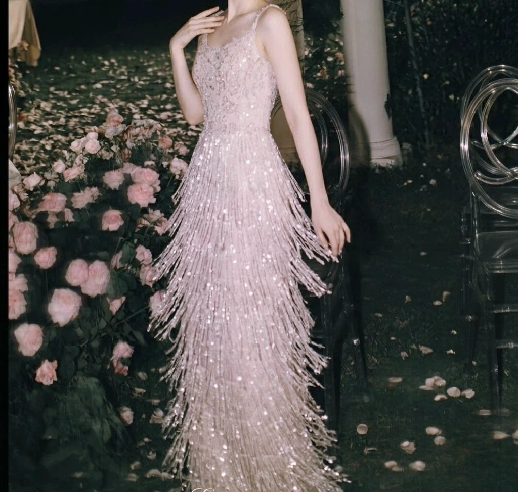 Beaded Fringe Gown new - photo 4