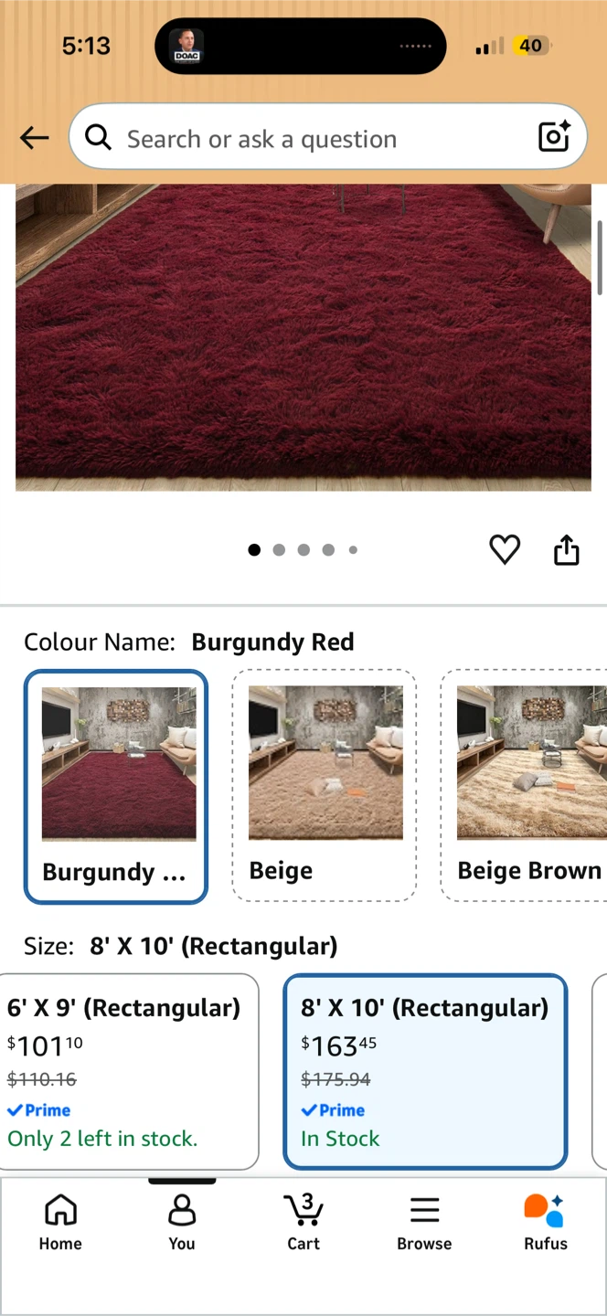 Fluffy Burgundy Rug - 8' X 10' - photo 2