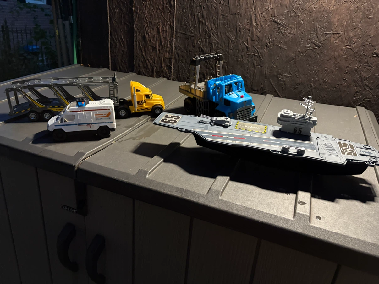 Toy Aircraft Carrier and Trucks Large  Set