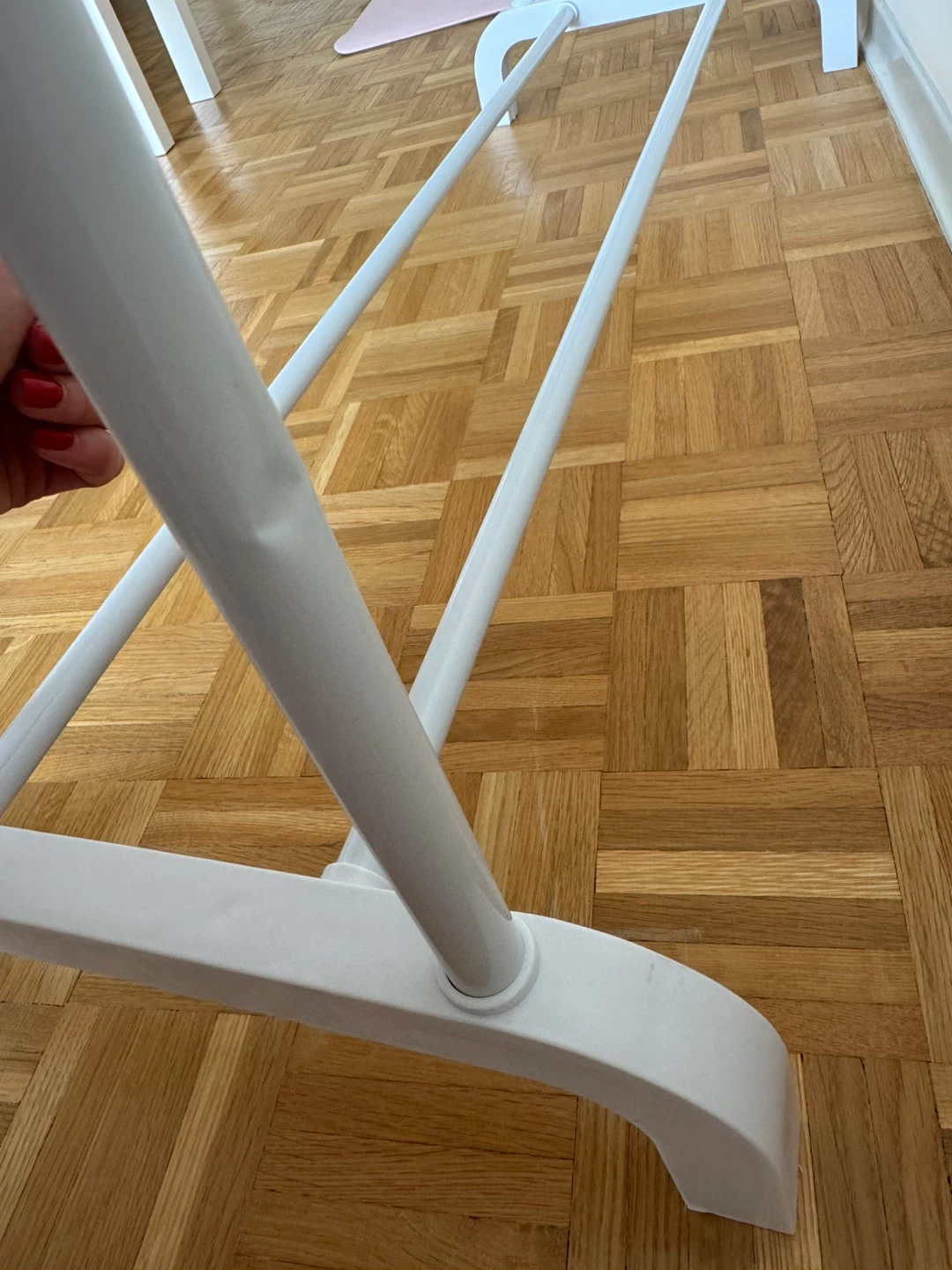 White Double Rail Metal Garment Rack with Shelf - photo 4