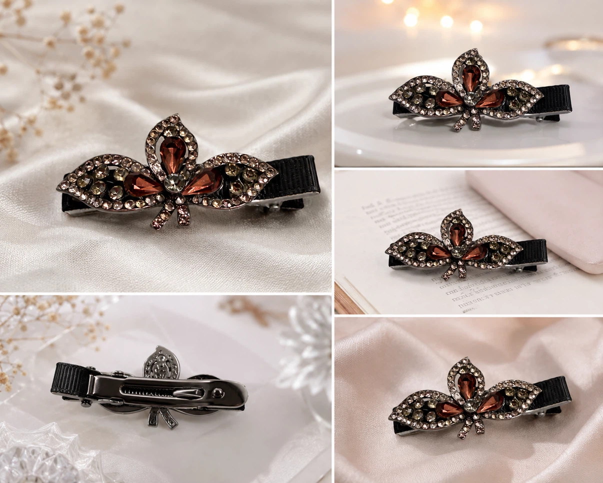 Crystal Leaf Hair Clip