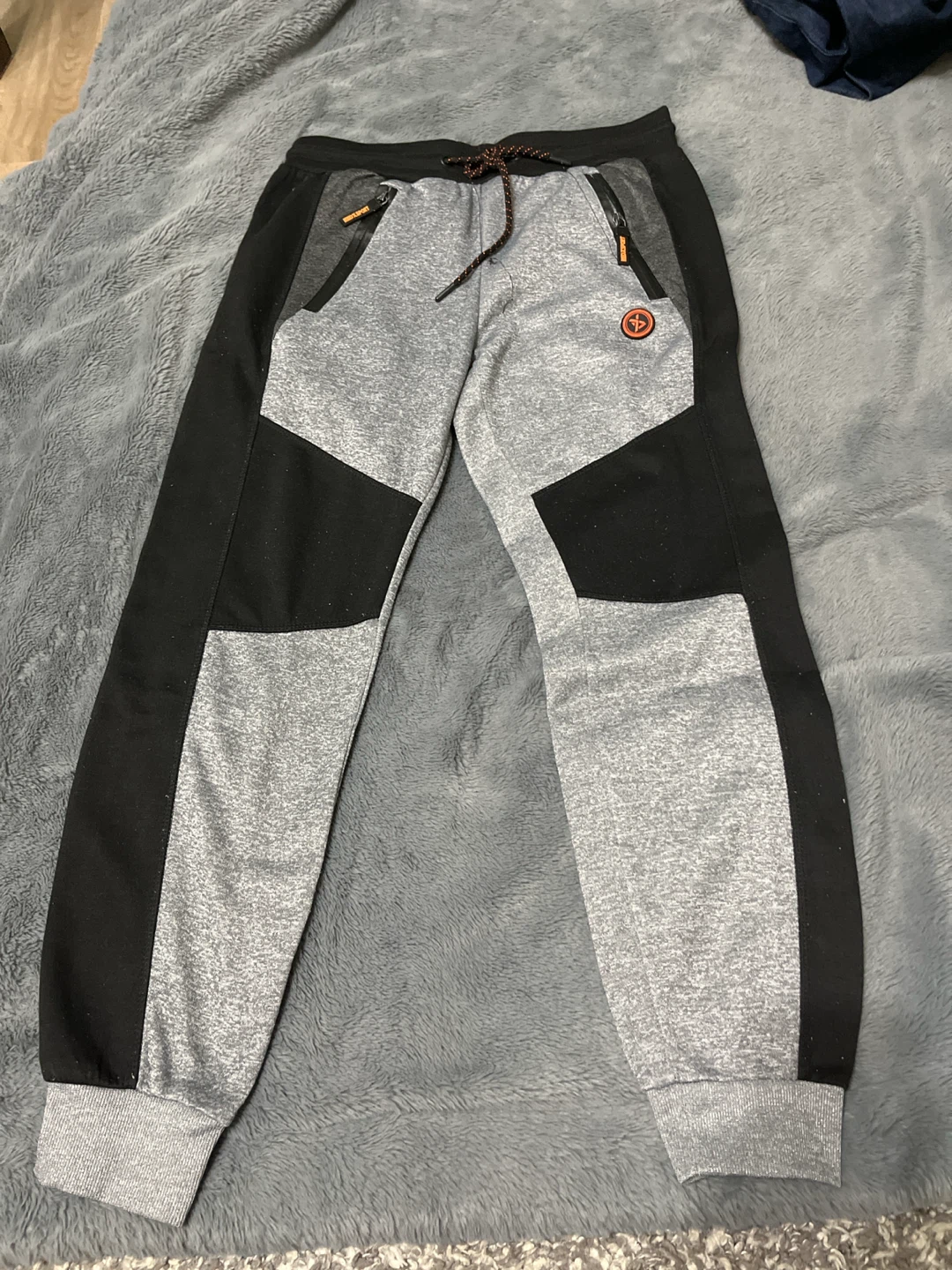 Red X :Grey and Black Colour Block Joggers