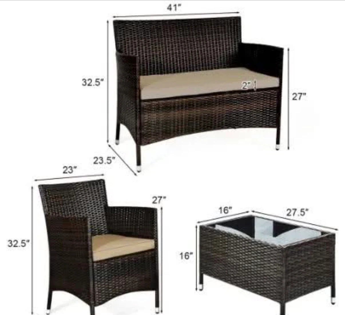 4-Piece Wicker Patio Furniture Set