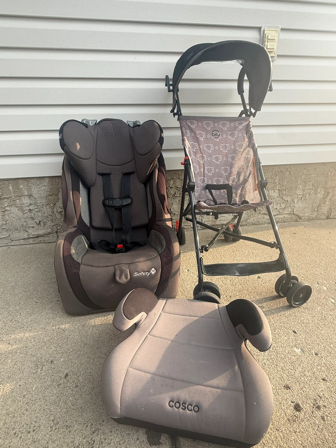 Safety 1st Car Seat, Cosco Booster, and Stroller Bundle