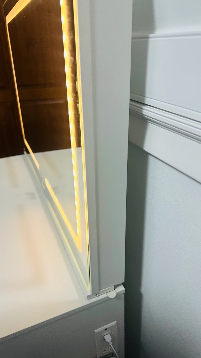 New White Vanity Desk with LED Mirror and Stool - photo 4