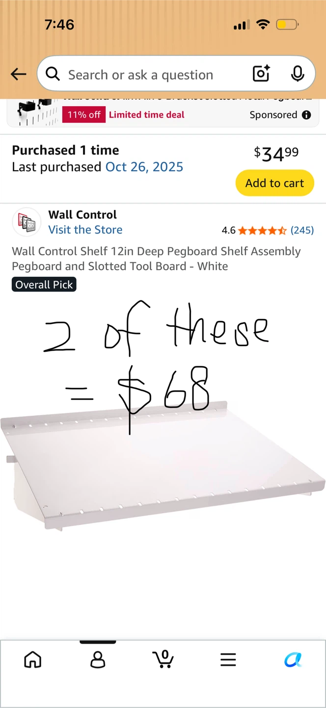 Wall Control pegboard with 2 shelves - photo 2