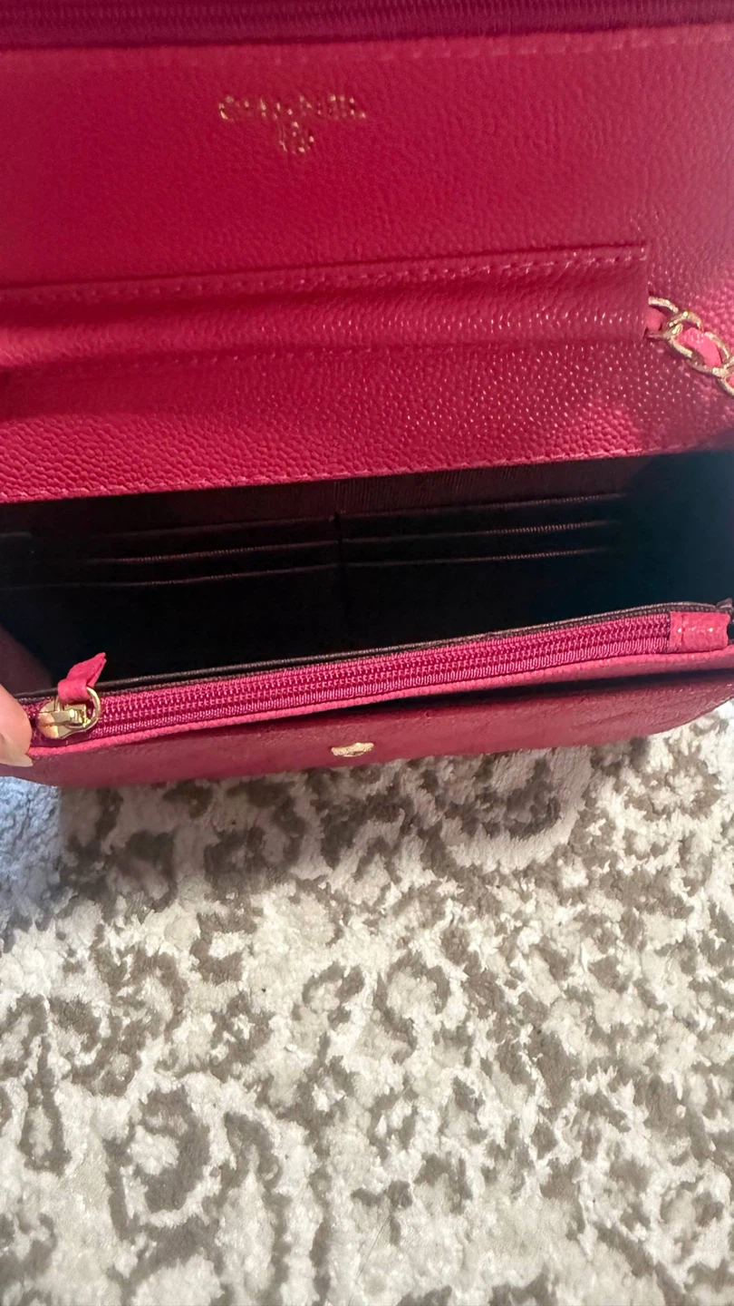 CHANEL Pink Quilted Caviar Leather Wallet On Chain - photo 4