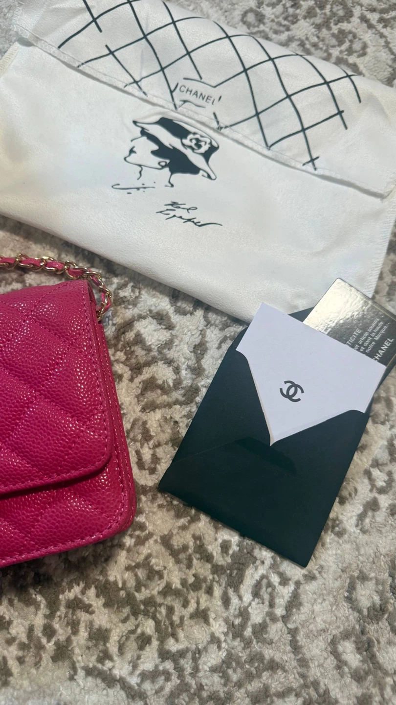 CHANEL Pink Quilted Caviar Leather Wallet On Chain - photo 5