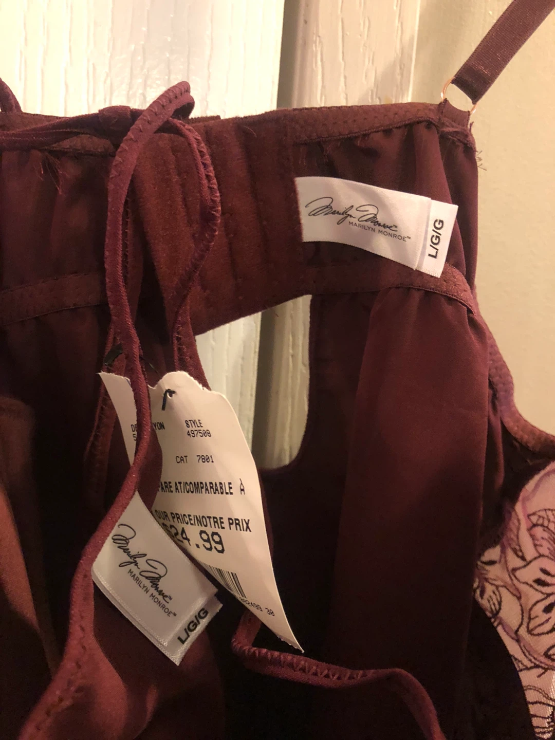 NEW Marilyn Monroe Maroon Babydoll Lingerie Set - photo 3