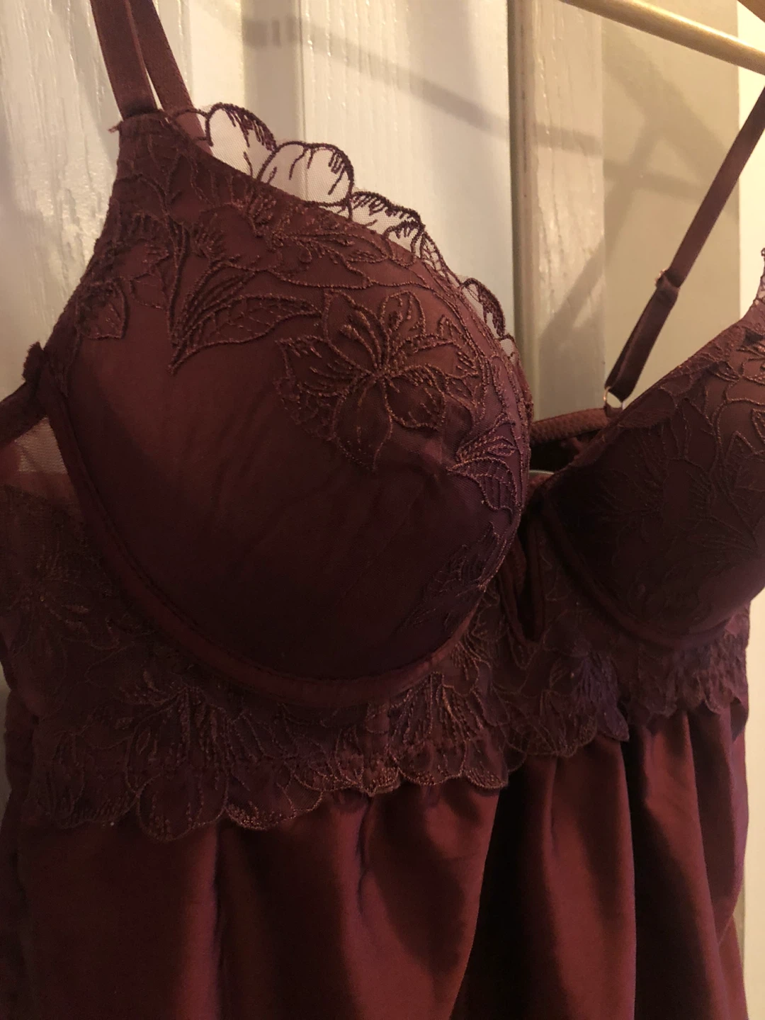 NEW Marilyn Monroe Maroon Babydoll Lingerie Set - photo 2