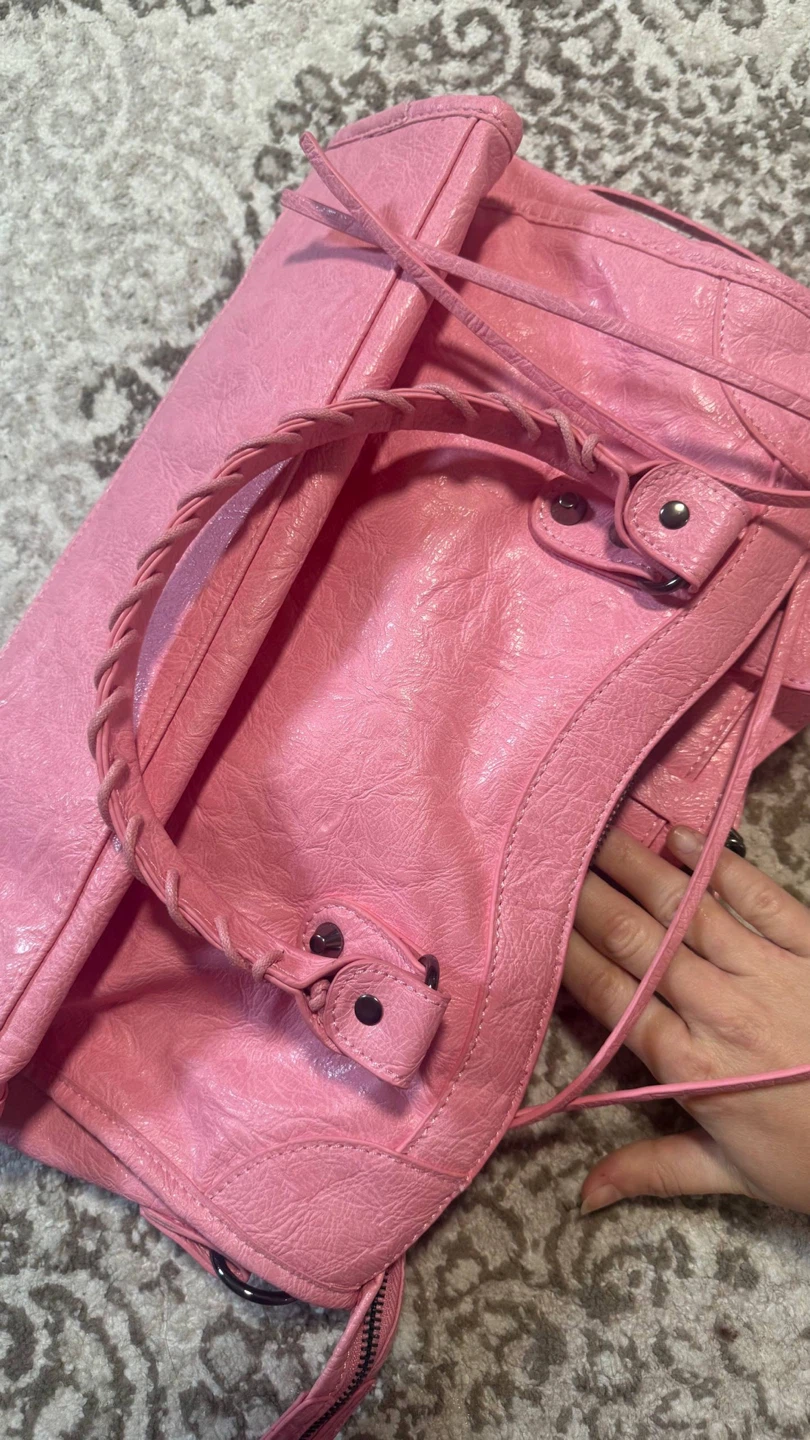Pink Leather Handbag with Mirror - photo 2